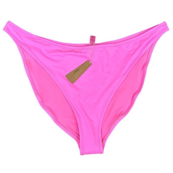 SKIMS NWT Recycled Swim Mid Coverage Bottom Bikini Swim In Pink Taffy - Picture 4 of 7